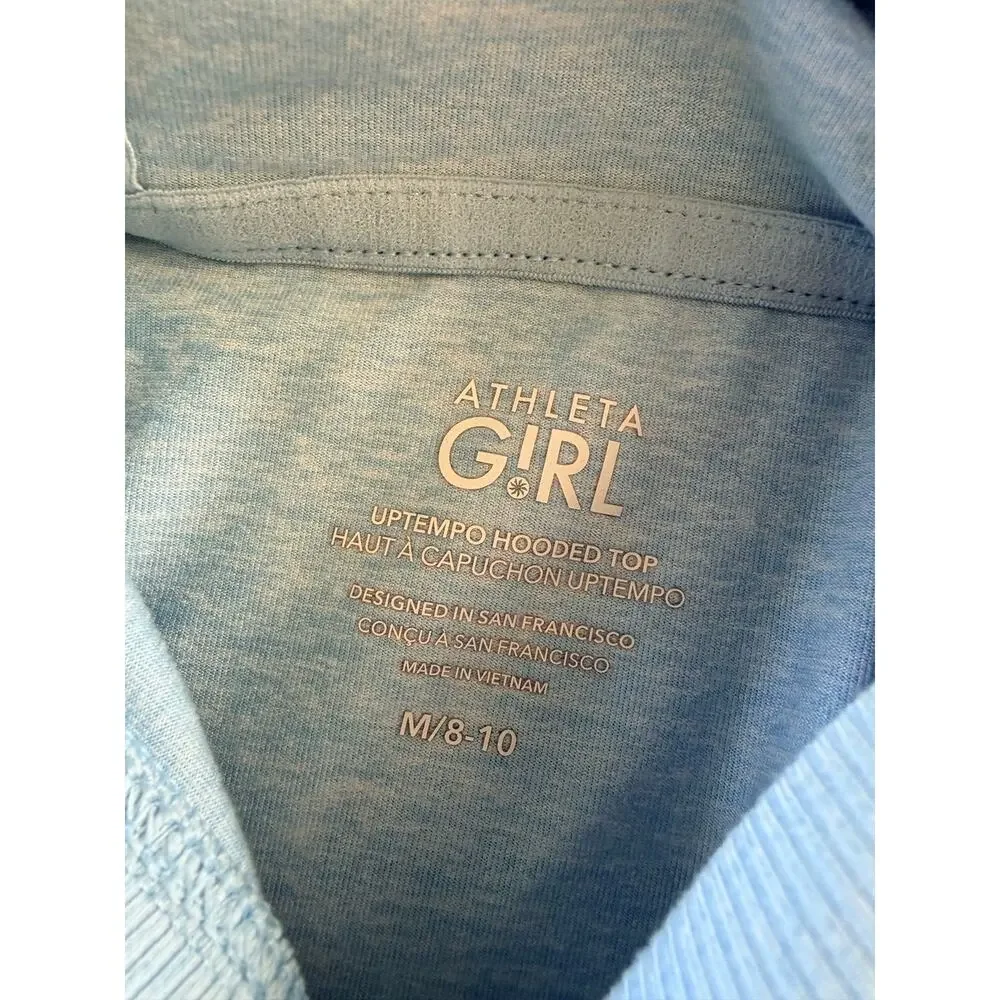 Athleta Girl Uptempo Hooded Top Light Blue Pullover Hoodie M (8-10)